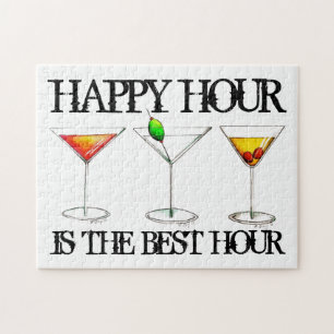 Happy Hour Cocktails Cosmo Martini Manhattan Drink Jigsaw Puzzle