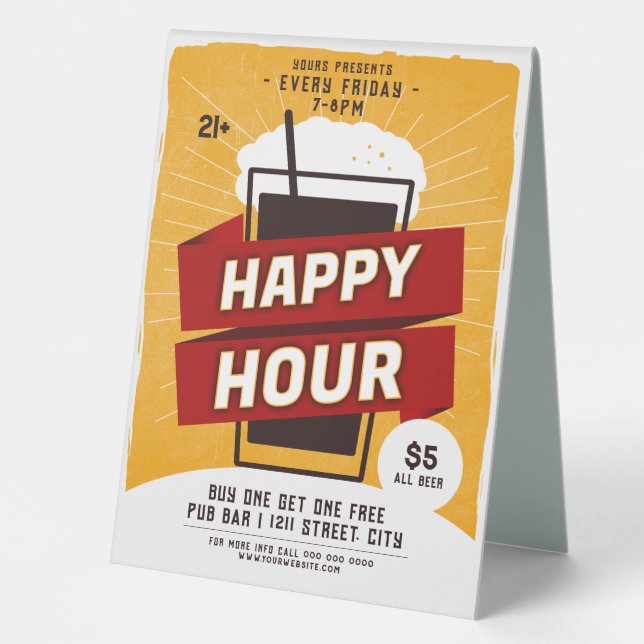 Happy Hour Drink Beer Ad Bar (Front)
