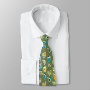 Happy Hour Fifties Cocktail Moss Green Tie