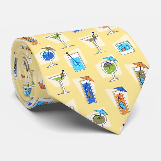 Happy Hour Fifties Cocktail Yellow Tie (Rolled)