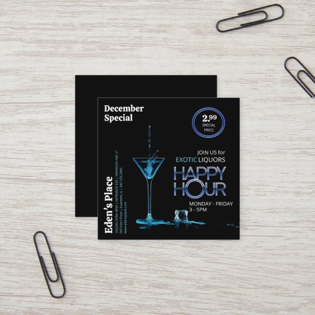 happy hour flyer business card (Front/Back In Situ)