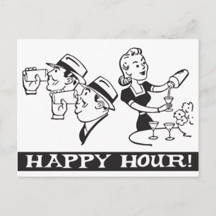 Happy Hour invitation with funny retro