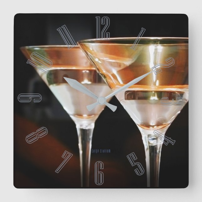 Happy Hour Martini Square Wall Clock (Front)