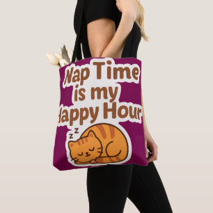 Happy Hour Nap – Cozy Cat Tote Bag