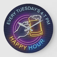 Happy Hour Neon Signs Style Text Beer Stain