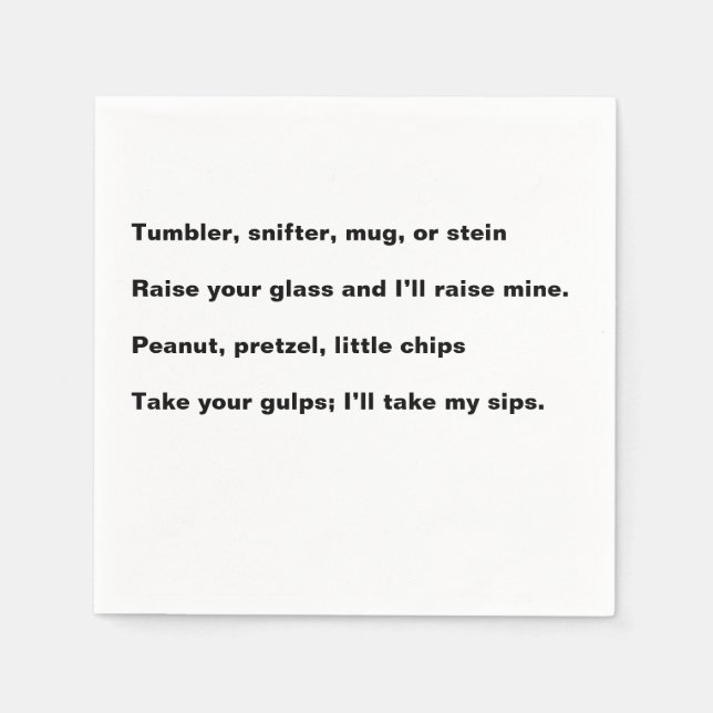 Happy Hour Poem cocktail napkin (Front)