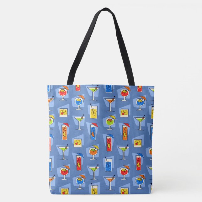 Happy Hour Retro Hawaiian Tropical Drink Beach Bag (Front)