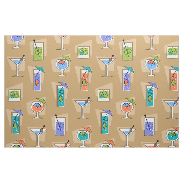 Happy Hour Retro Hawaiian Tropical Drinks Fabric (Fat Quarter)