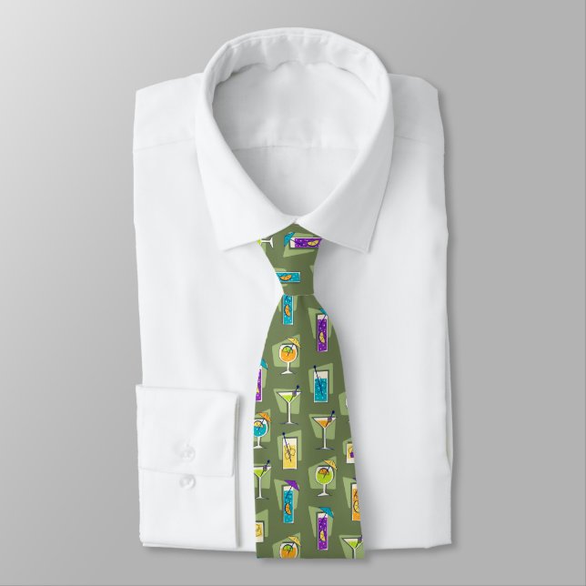 Happy Hour Retro Hawaiian Tropical Drinks Two-side Tie (Tied)
