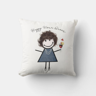 Happy Hour Stick Girl with Cocktail  Cushion