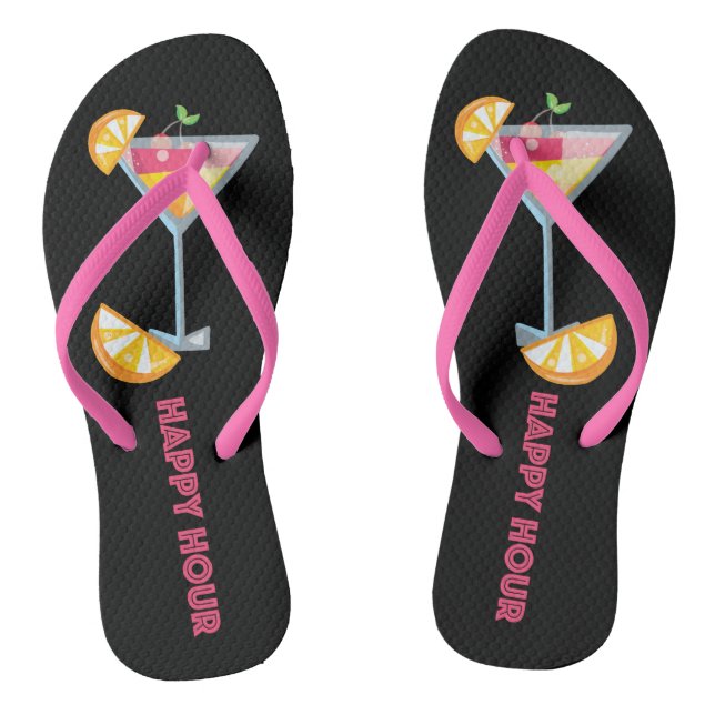 Happy Hour Summer Martini Cocktail Flip Flops (Footbed)