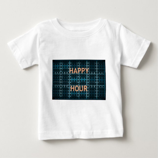 Happy Hour Text Blue Vector Art Print Baby T-Shirt (Front)