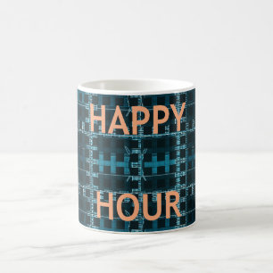 Happy Hour Text Blue Vector Art Print Coffee Mug