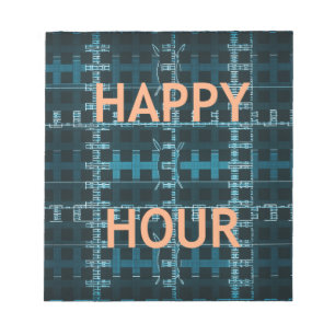 Happy Hour Text Blue Vector Art Print Notepad