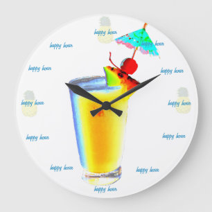 Happy Hour Umbrella Drink Large Clock