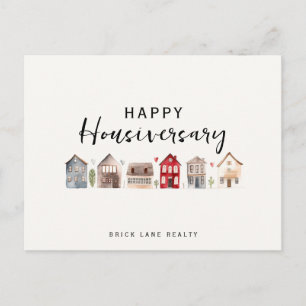 Happy House Anniversary Cute Houses Real Estate Holiday Postcard