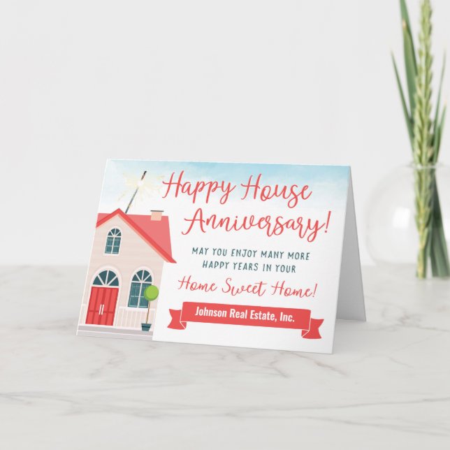 Happy House Anniversary From Realtor Thank You Car (Front)