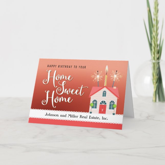 Happy House Anniversary From Realtor Thank You Car Card (Front)