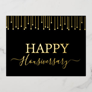 Happy house anniversary housiversary referral foil holiday postcard