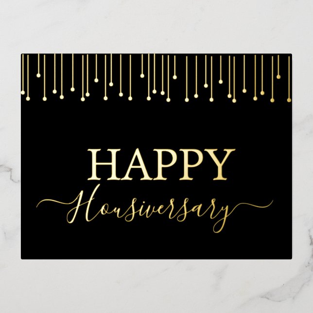 Happy house anniversary housiversary referral foil holiday postcard (Front)