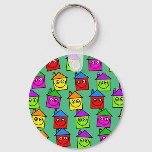Happy House Wallpaper Key Ring