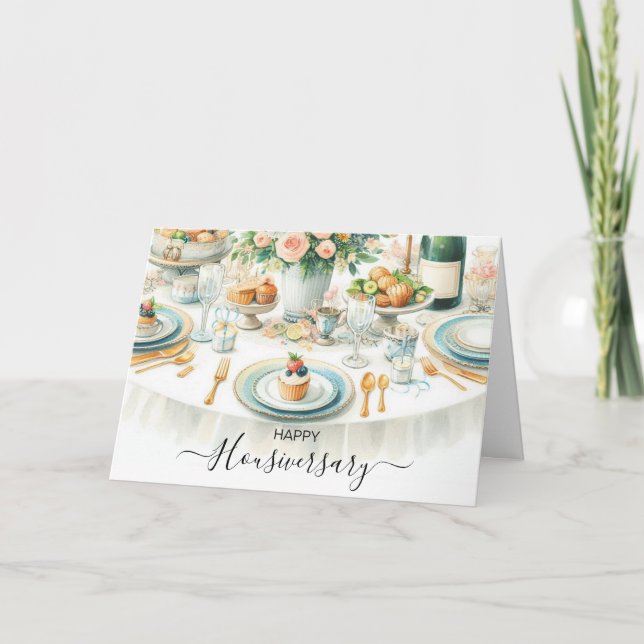 Happy Houseaversary Real Estate dinning room Card (Front)