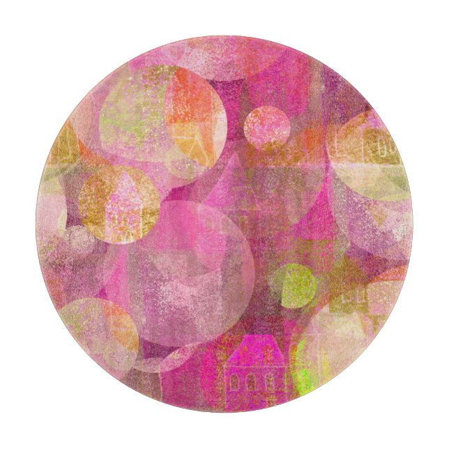 happy houses round cutting board (Front)