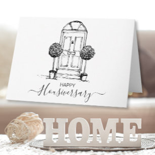 Happy Housiversary Card, Sketch Door Illustration Card