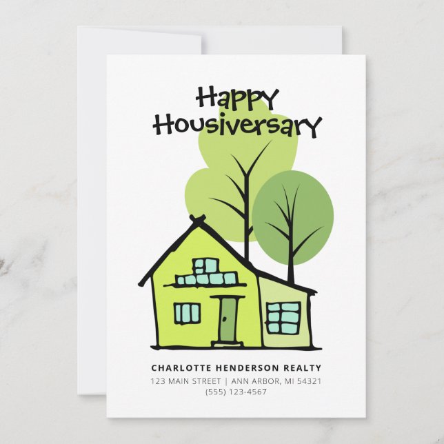 Happy Housiversary Modern Client Home Anniversary  Card (Front)