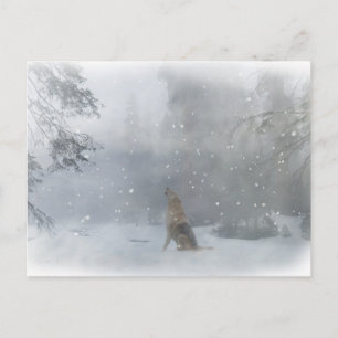 Happy "Howl"idays Wolf in the Snow Postcard