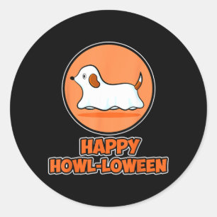 Happy Howl-Loween For Dog Lover - Dog Ghost Classic Round Sticker