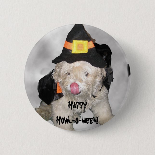Happy Howl-o-ween! 6 Cm Round Badge (Front)
