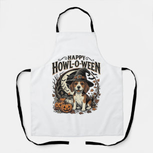 Happy Howl-O-Ween Beagle Witch Hat Halloween Shirt Apron