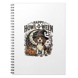 Happy Howl-O-Ween Beagle Witch Hat Halloween Shirt Notebook