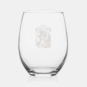 Happy Howl-O-Ween Beagle Witch Hat Halloween Shirt Stemless Wine Glass