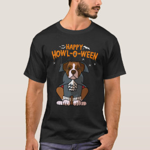 Happy Howl O Ween Boxer Vampire Dog Halloween T-Shirt