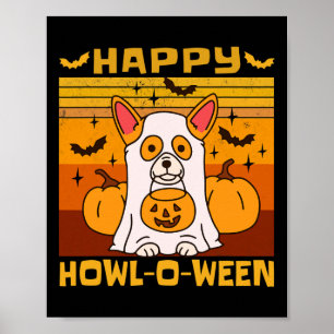 Happy Howl-o-ween Corgi Halloween Costume Poster