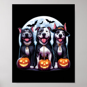 Happy Howl-o-ween Halloween Pitbull Dog Pumpkin Gh Poster