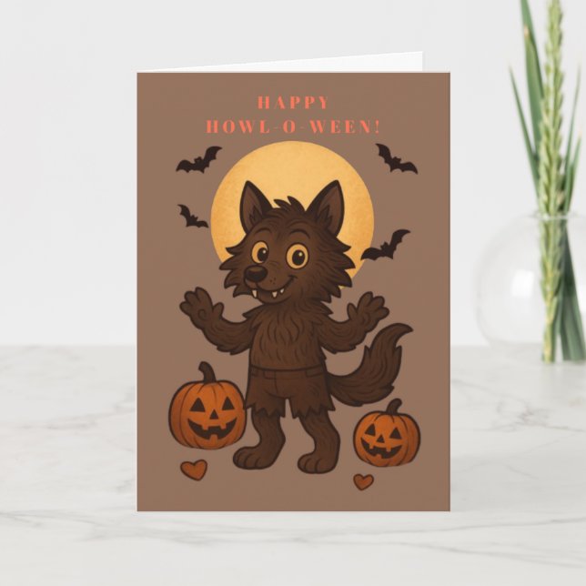 Happy Howl-O-Ween Holiday Card (Front)