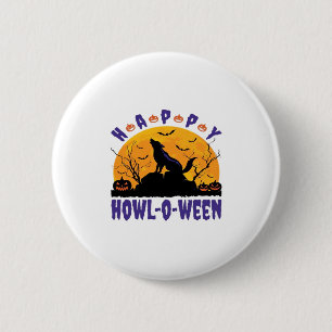 Happy Howl O Ween Howling Halloween Dog Essential  6 Cm Round Badge