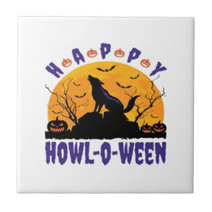 Happy Howl O Ween Howling Halloween Dog Essential Ceramic Tile