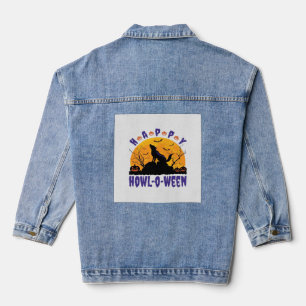 Happy Howl O Ween Howling Halloween Dog Essential  Denim Jacket
