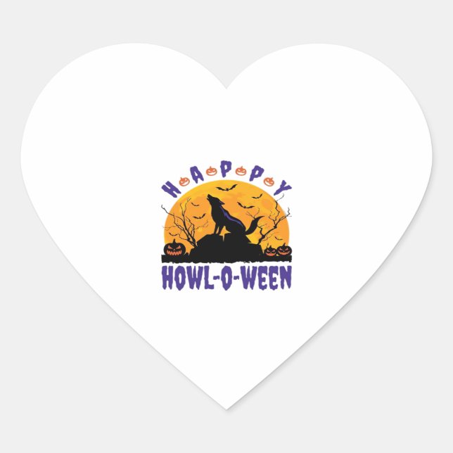 Happy Howl O Ween Howling Halloween Dog Essential  Heart Sticker (Front)
