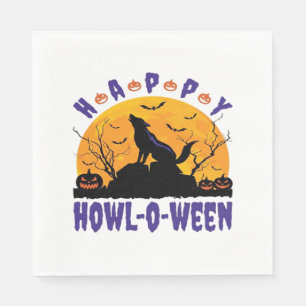 Happy Howl O Ween Howling Halloween Dog Essential  Napkin