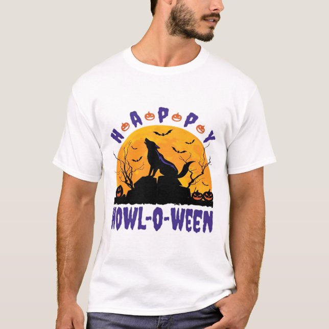 Happy Howl O Ween Howling Halloween Dog Essential  T-Shirt (Front)
