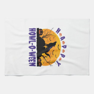 Happy Howl O Ween Howling Halloween Dog Essential Tea Towel
