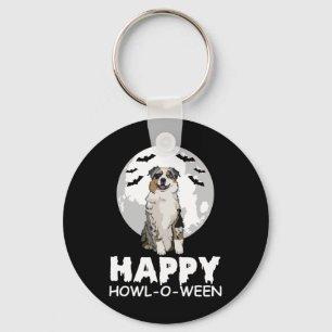 Happy Howl-o-ween Lazy Halloween Costume Cute Dog  Key Ring