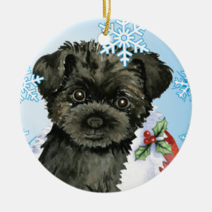 Happy Howliday Affenpinscher Ceramic Tree Decoration