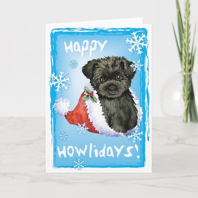 Happy Howliday Affenpinscher Holiday Card (Front)