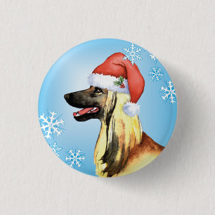 Happy Howliday Afghan Hound 3 Cm Round Badge